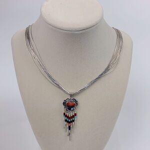 Sterling Silver Morning Sun Liquid Silver Necklace Heart dangle Beads New NWOT